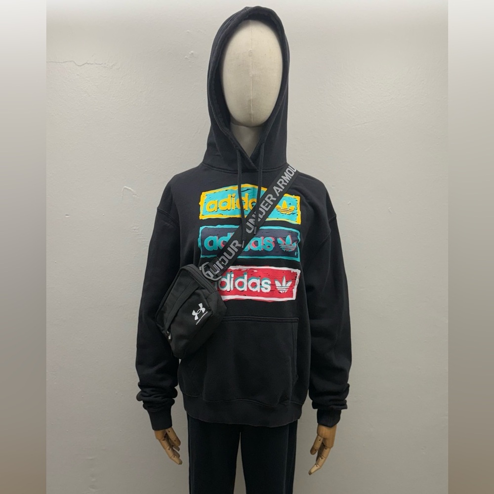 Adidas Black Hoodie with Colorful Logo Unisex